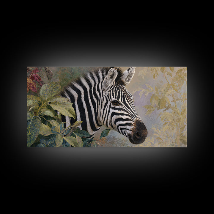 Zebra Portrait with Bold Graphic Stripe Pattern Canvas Print, Animal Art, Original Painting, Living Room Decor, Creature, ANI-2x1-85