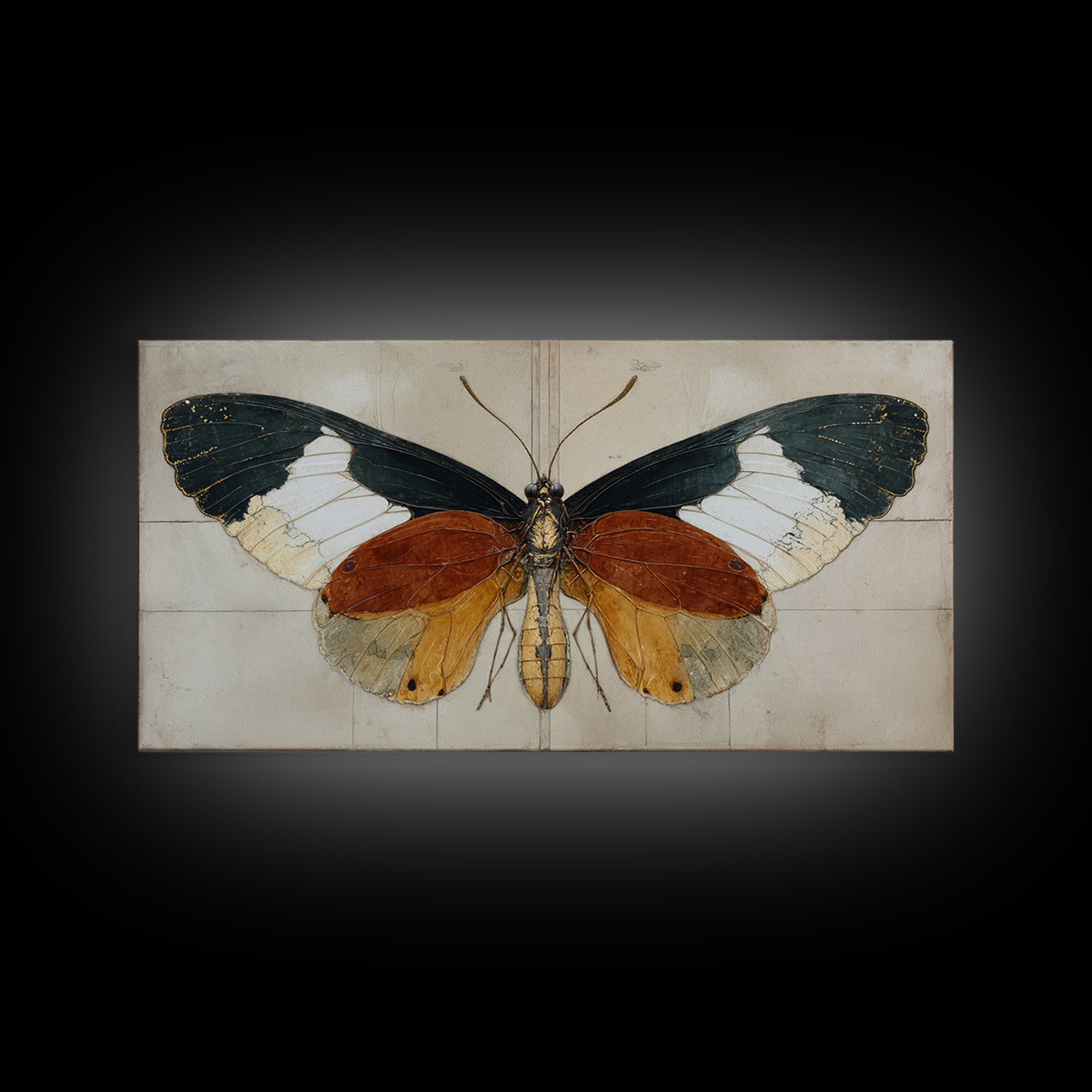 Butterfly Specimen Composition Framed Canvas Print, Animal Art, Digital Art, Living Room Decor, Creature, Farmhouse Decor, ANI-2x1-91