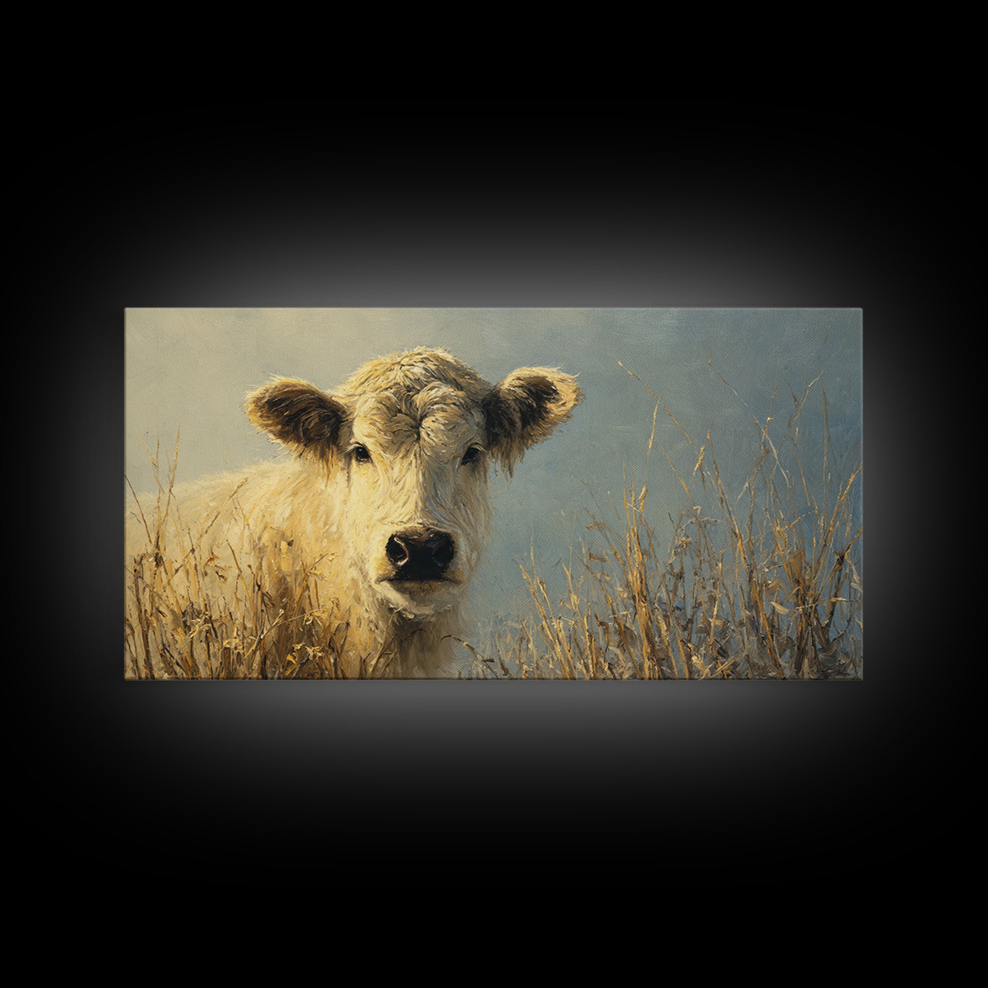 Gentle Cow Portrait Framed Canvas Print, Animal Art, Original Art, Living Room Decor, Fine Art, Creature, Safari Nursery Decor, ANI-2x1-99
