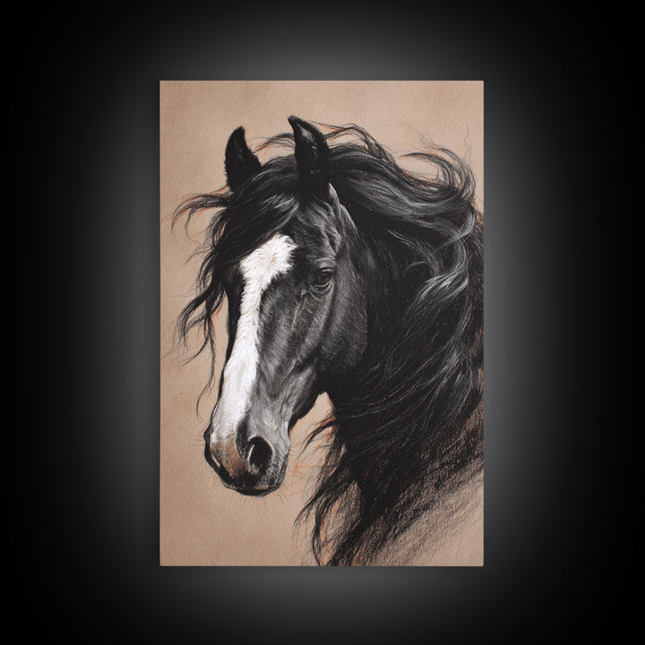 Majestic Horse Head Canvas Print, Animal Art, Downloadable Art, Living Room Decor, Abstract Art, Creature, Minimalist Decor, ANI-2x3-11