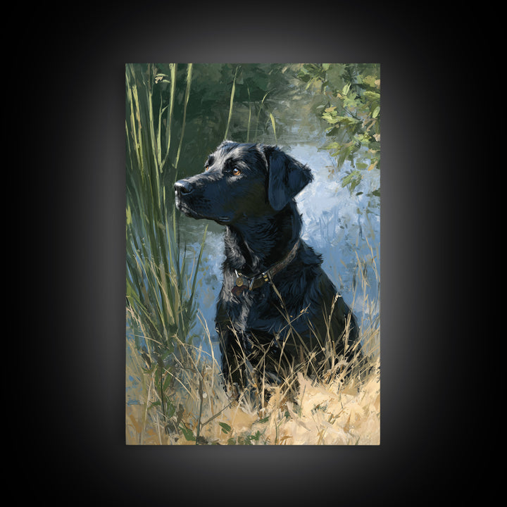 Dog Portrait with Painterly Collar and Loyal Framed Canvas Print, Animal Art, Contemporary Art, Living Room Decor, Creature, ANI-2x3-21