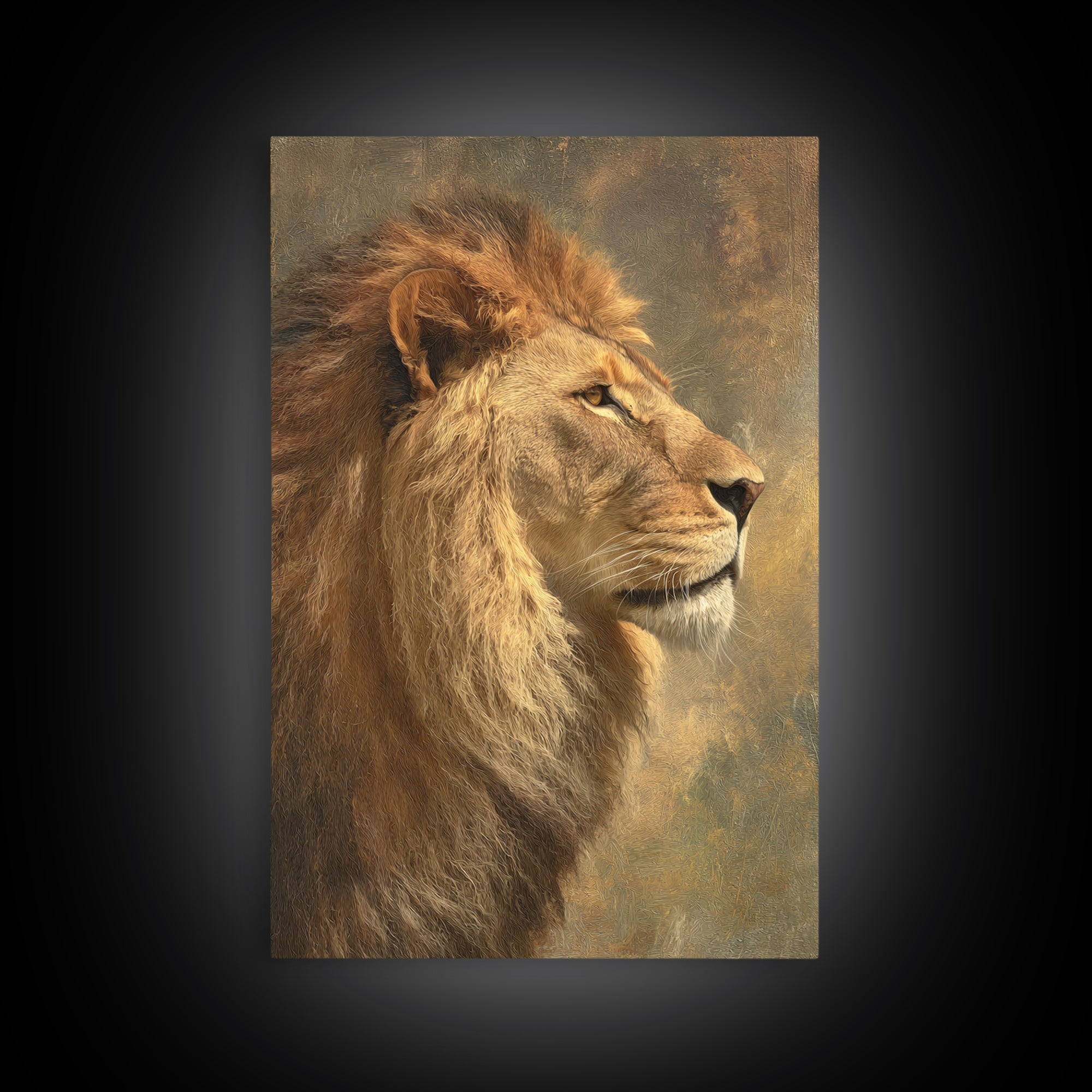 Regal Lion Profile Framed Canvas Print, Animal Art, Decor, Living Room Decor, Abstract Art, Creature, Printable Art, ANI-2x3-41