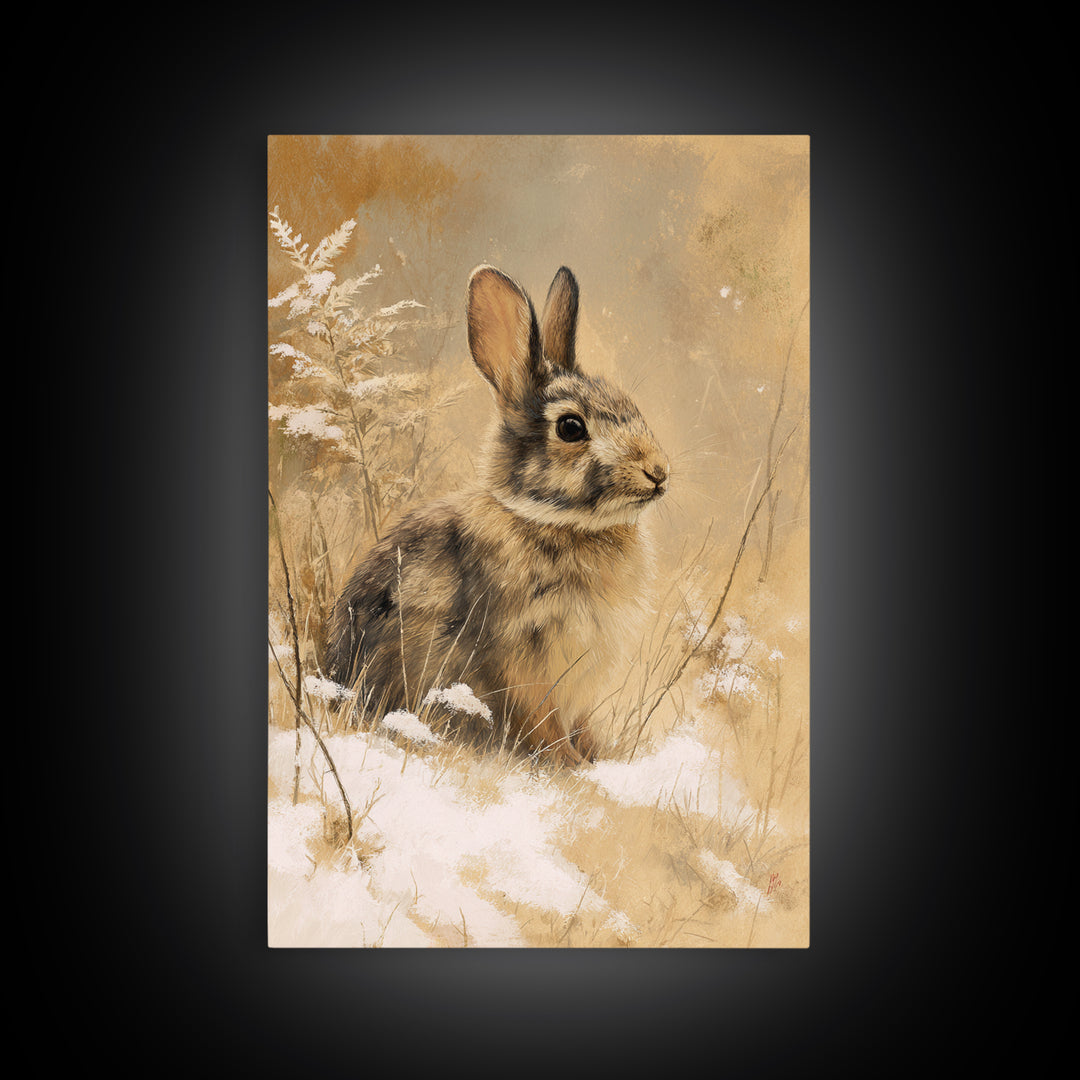 Curious Rabbit in a Soft Watercolor Meadow Canvas Print, Animal Art, Printable Wall Art, Living Room Decor, Fine Art, Creature, ANI-2x3-61