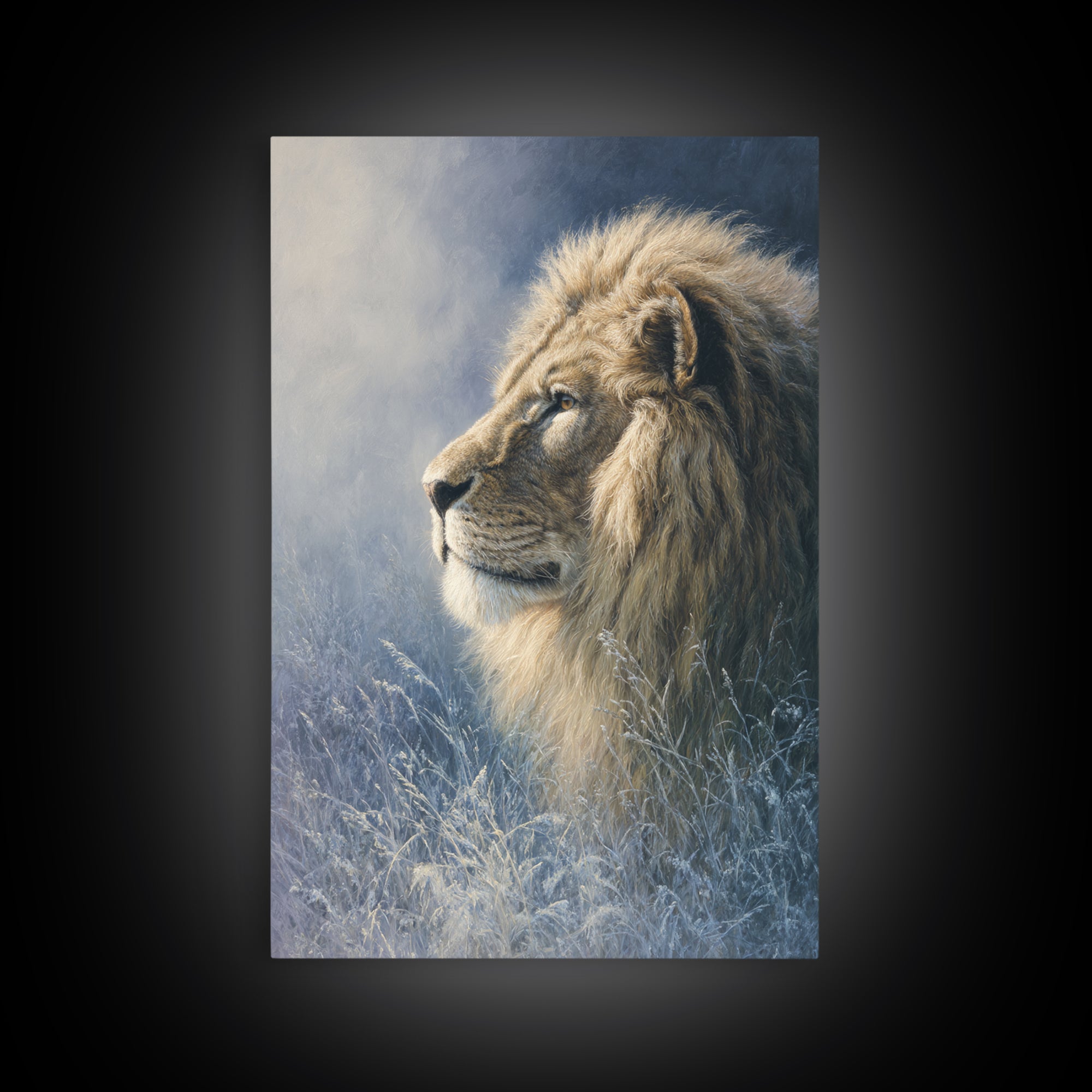 Regal Lion Profile Canvas Print, Animal Art, Original Painting, Living Room Decor, Fine Art, Creature, Boho Wall Art, ANI-2x3-65