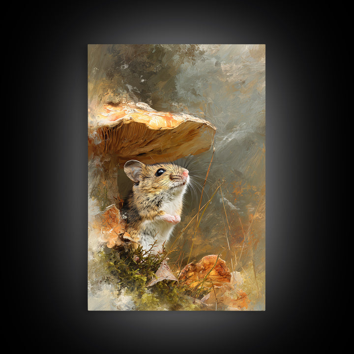 Tiny Field Mouse Canvas Print, Animal Art, Home Decor, Living Room Decor, Oil Painting, Creature, Art Deco, Original Art, ANI-2x3-66