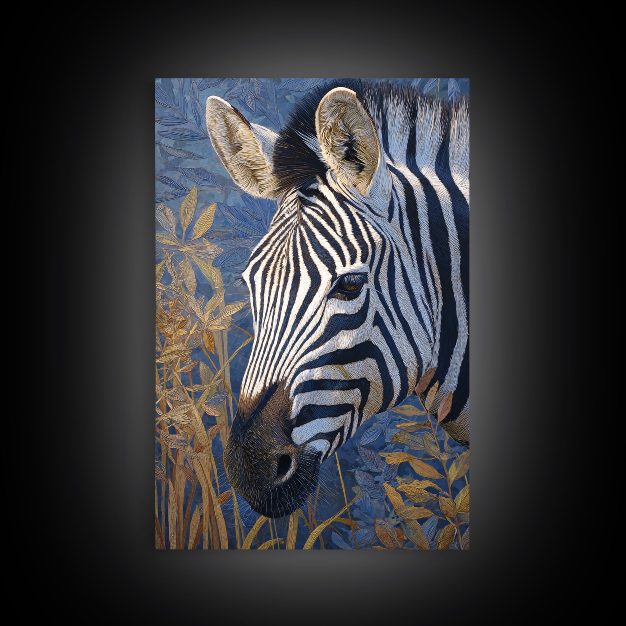 Zebra Portrait with Bold Graphic Stripe Pattern Canvas Print, Animal Art, Digital Wall Art, Living Room Decor, Creature, ANI-2x3-73