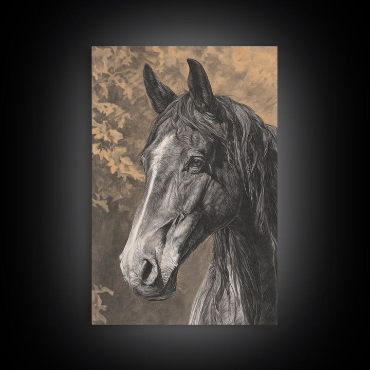 Majestic Horse Head Framed Canvas Print, Animal Art, Original Art, Living Room Decor, Abstract Art, Creature, ANI-2x3-83