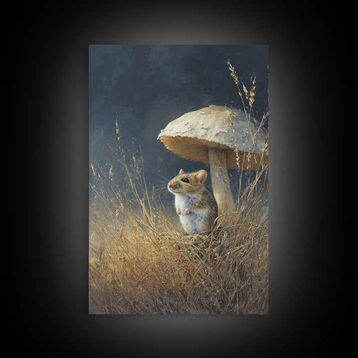 Tiny Field Mouse Framed Canvas Print, Animal Art, Digital Art, Living Room Decor, Fine Art, Creature, Farmhouse Decor, ANI-2x3-90