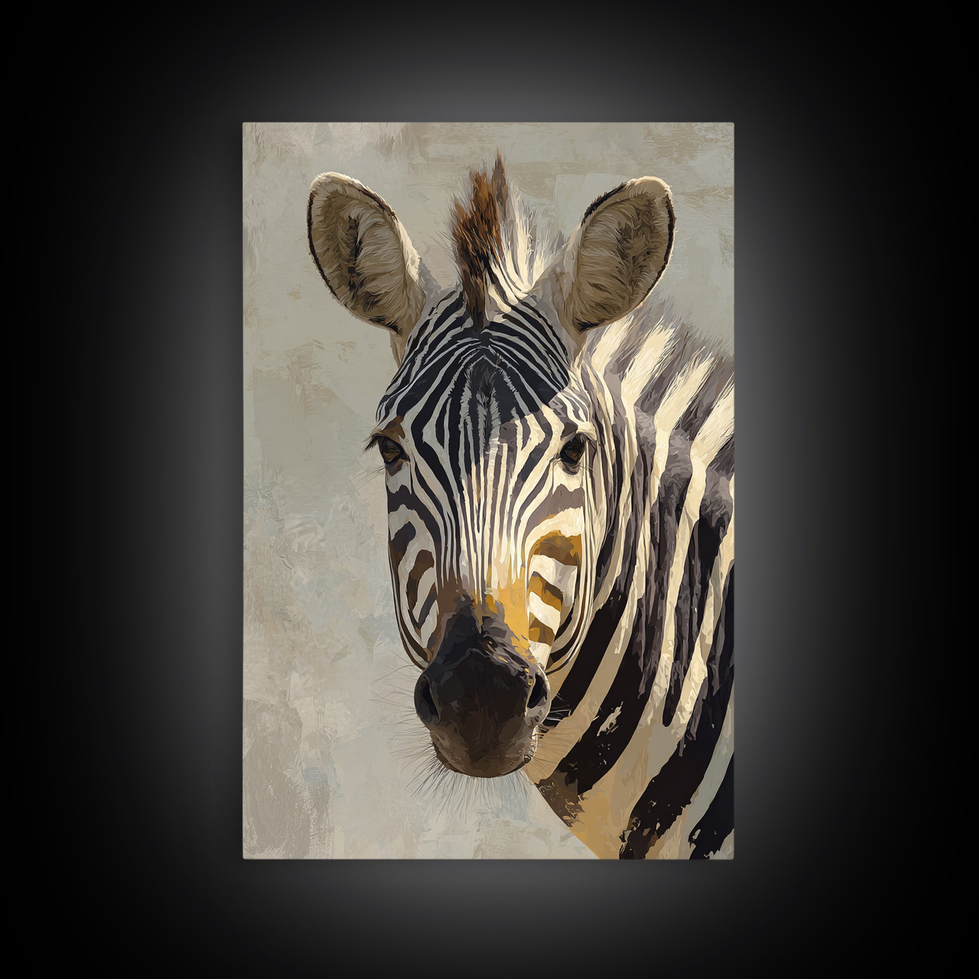Zebra Portrait with Bold Graphic Stripe Pattern Canvas Print, Animal Art, Digital Wall Art, Living Room Decor, Creature, ANI-2x3-97