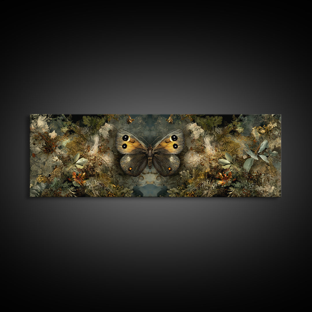 Butterfly Specimen Composition Framed Canvas Print, Animal Art, Trendy Wall Art, Living Room Decor, Fine Art, Creature, ANI-3x1-15
