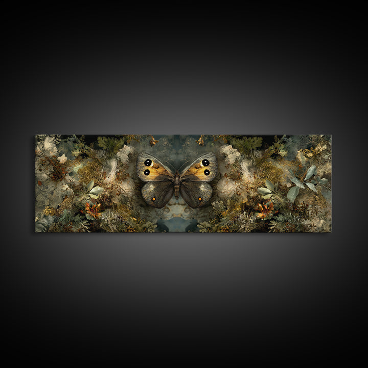 Butterfly Specimen Composition Framed Canvas Print, Animal Art, Trendy Wall Art, Living Room Decor, Fine Art, Creature, ANI-3x1-15
