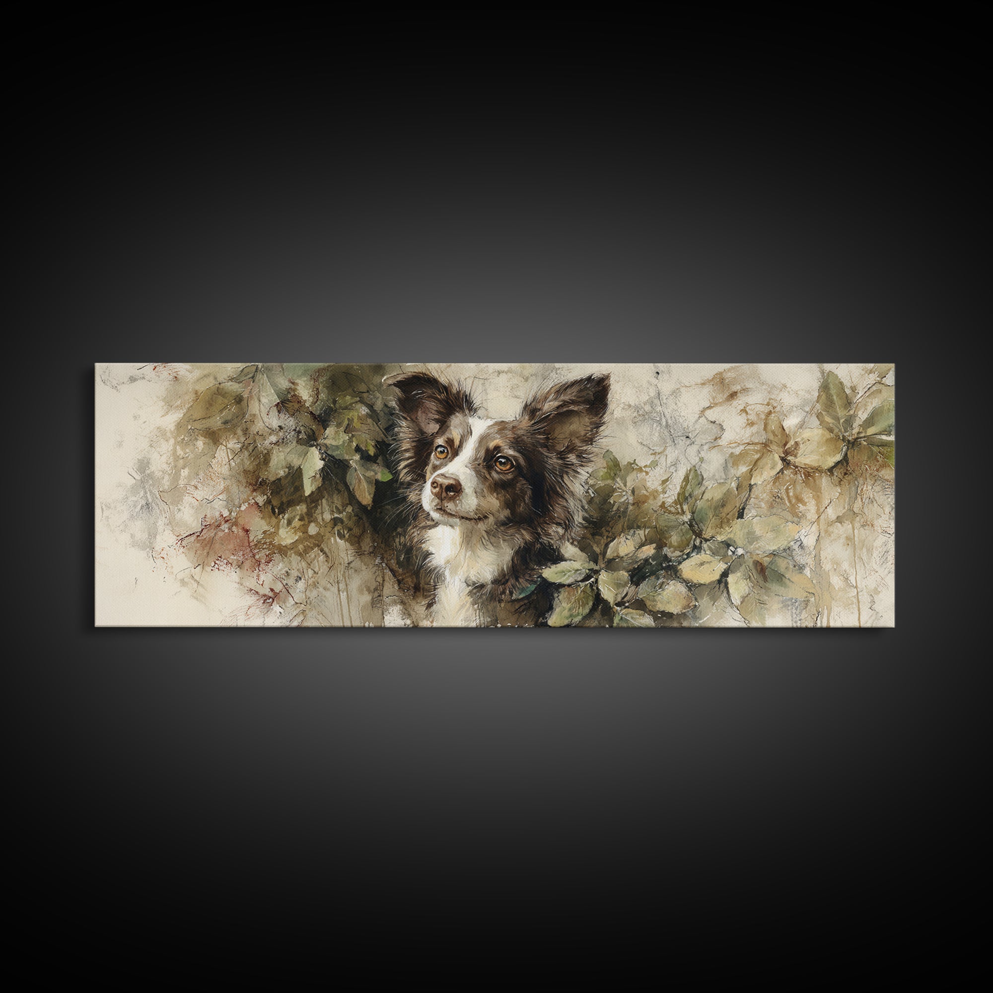 Dog Portrait with Painterly Collar and Loyal Canvas Print, Animal Art, Original Art, Living Room Decor, Fine Art, Creature, ANI-3x1-29
