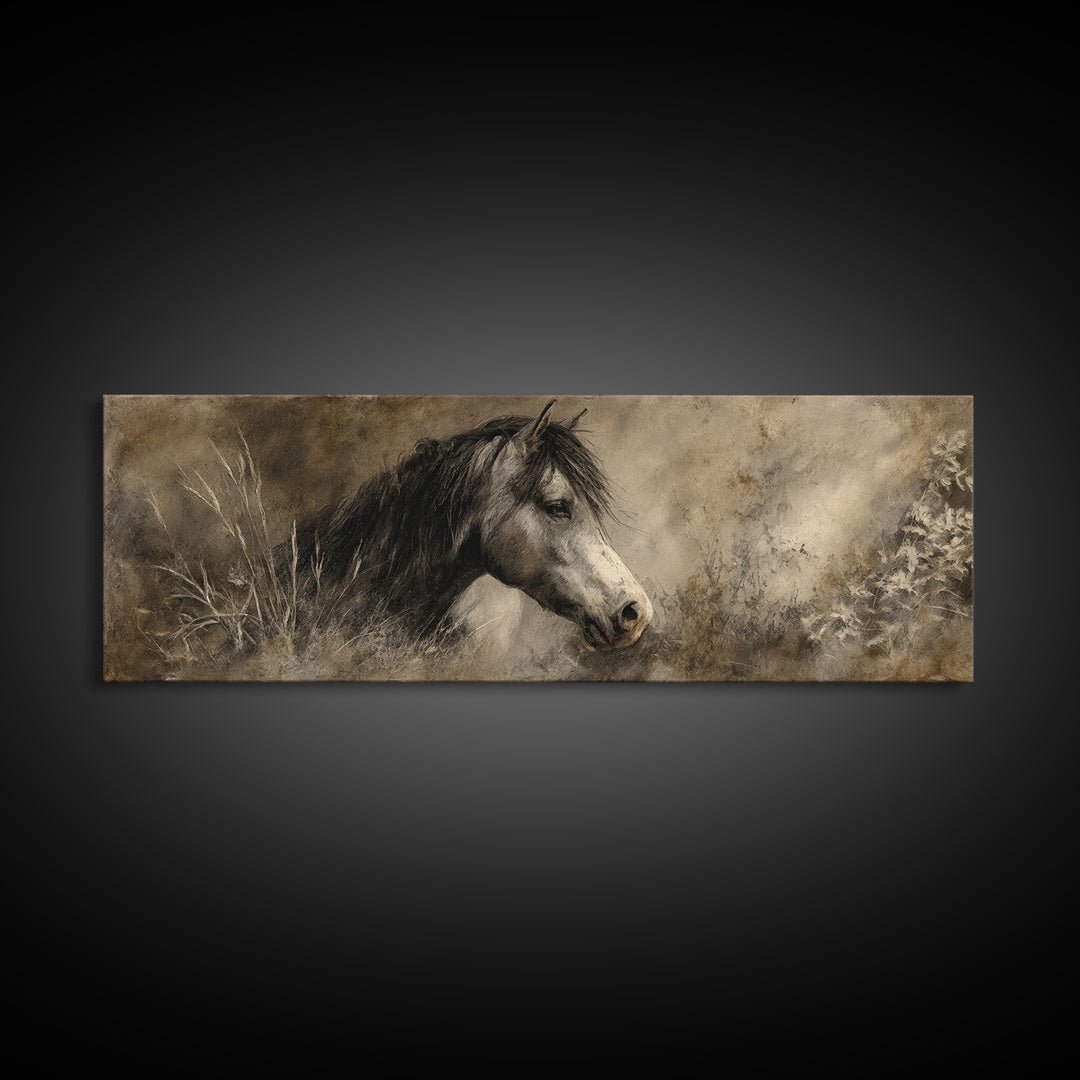 Majestic Horse Head Canvas Print, Animal Art, Art, Living Room Decor, Fine Art, Creature, Original Art, Nursery Wall Art, ANI-3x1-43