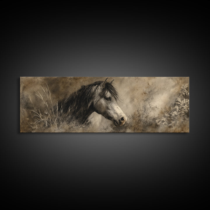 Majestic Horse Head Canvas Print, Animal Art, Art, Living Room Decor, Fine Art, Creature, Original Art, Nursery Wall Art, ANI-3x1-43