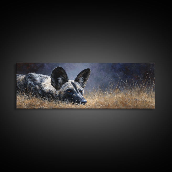 Dog Portrait with Painterly Collar and Loyal Framed Canvas Print, Animal Art, Printable Wall Art, Living Room Decor, Creature, ANI-3x1-5