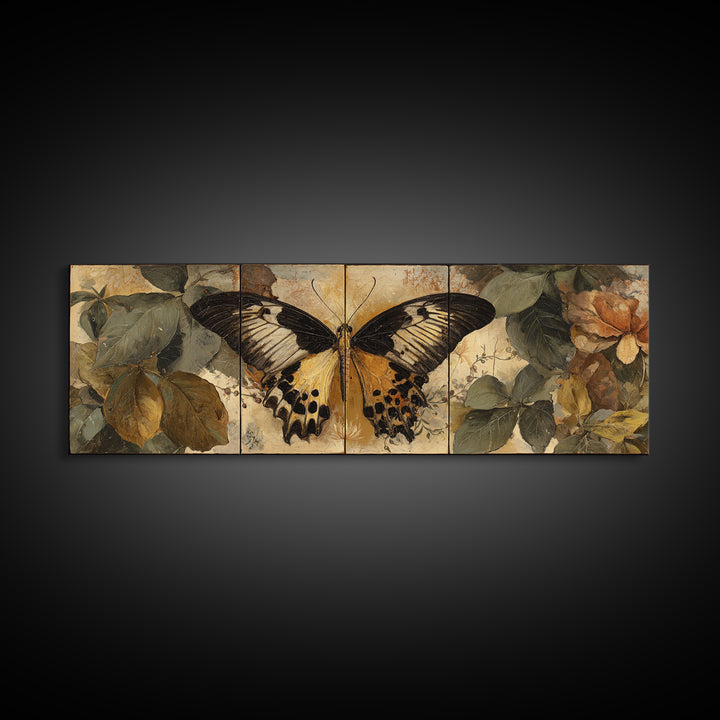 Butterfly Specimen Composition Framed Canvas Print, Animal Art, Room Decor, Living Room Decor, Fine Art, Creature, Printable, ANI-3x1-63