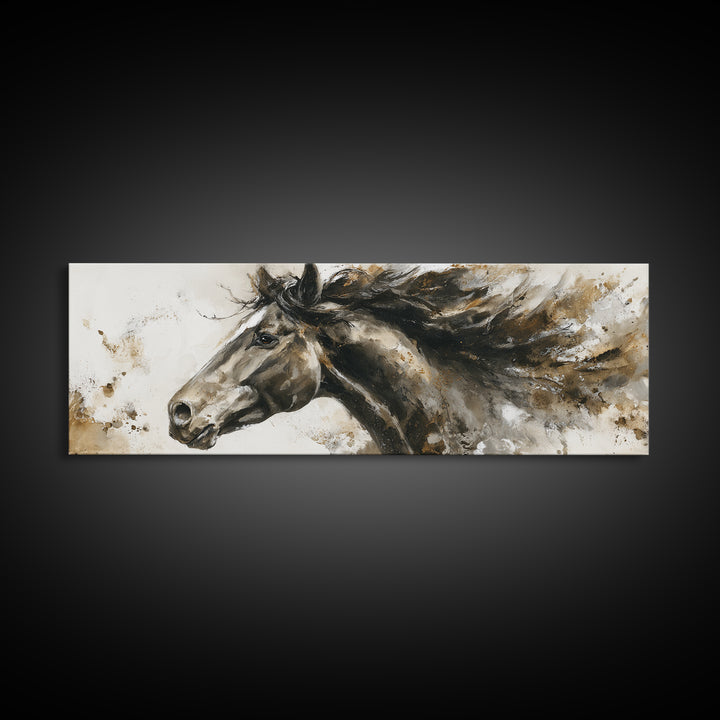 Majestic Horse Head Framed Canvas Print, Animal Art, Printable, Living Room Decor, Abstract Art, Creature, Nursery, ANI-3x1-67
