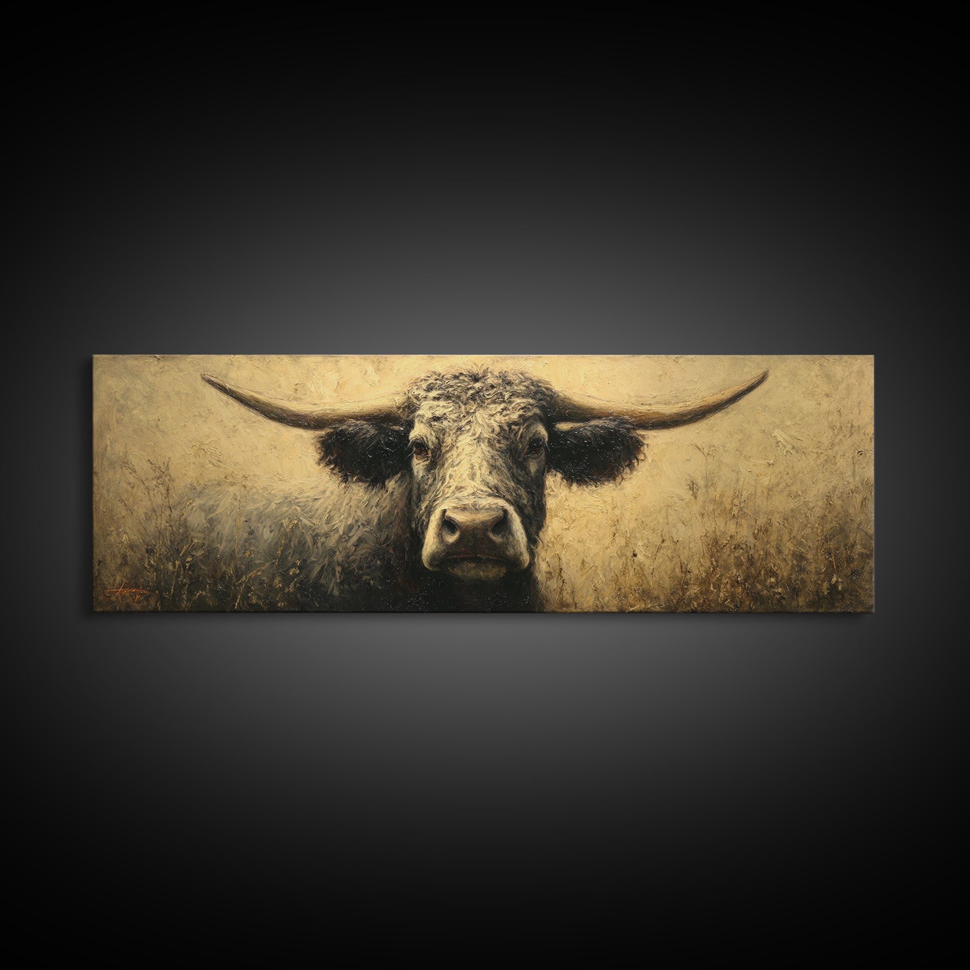 Gentle Cow Portrait Canvas Print, Animal Art, Printable Wall Art, Living Room Decor, Fine Art, Creature, Boho Wall Art, ANI-3x1-71