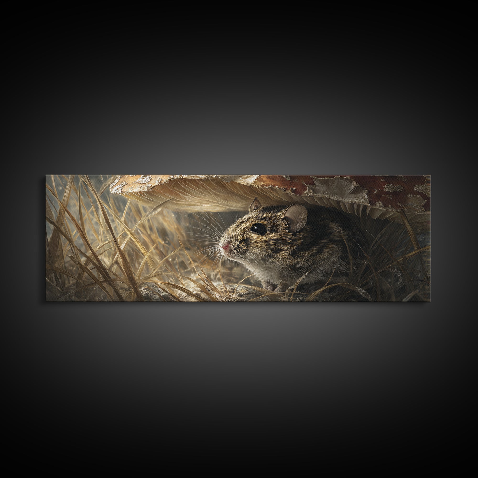 Tiny Field Mouse Framed Canvas Print, Animal Art, Digital Print, Living Room Decor, Oil Painting, Creature, Colorful Wall Art, ANI-3x1-74