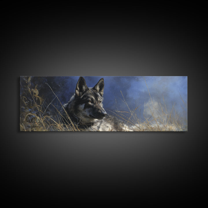 Dog Portrait with Painterly Collar and Loyal Framed Canvas Print, Animal Art, Nursery, Living Room Decor, Fine Art, Creature, ANI-3x1-77