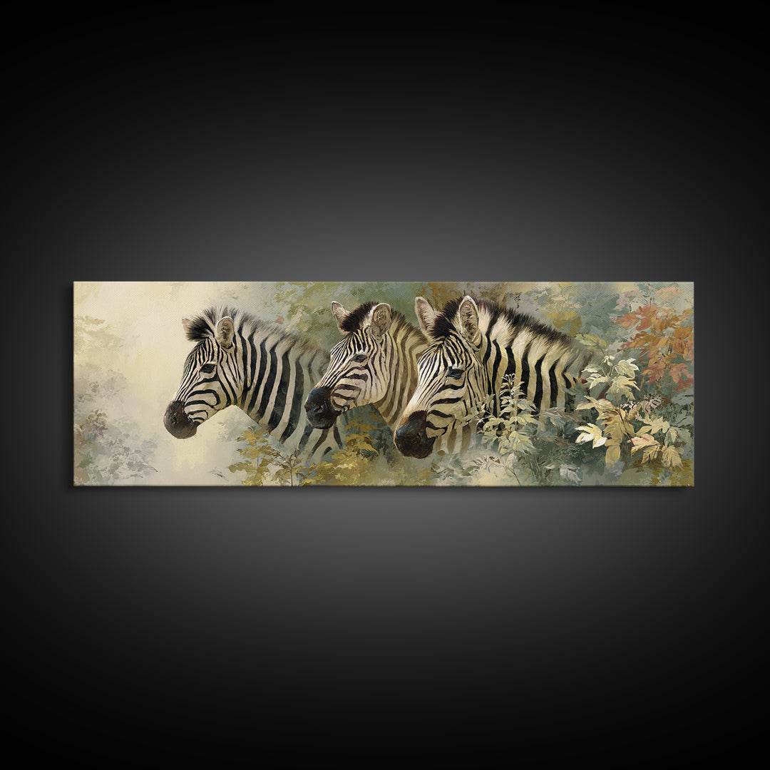 Zebra Portrait with Bold Graphic Stripe Pattern Framed Canvas Print, Animal Art, Living Room Decor, Fine Art, Creature, ANI-3x1-81