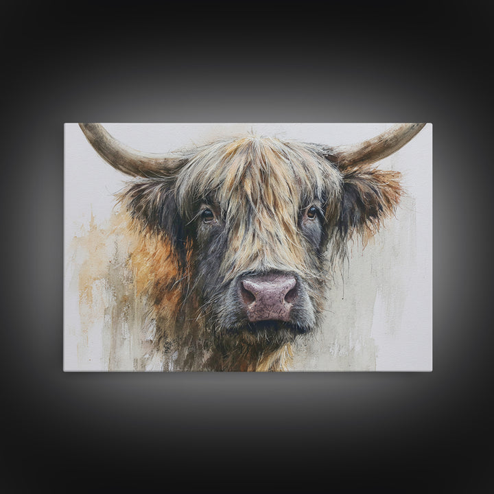 Gentle Cow Portrait Canvas Print, Animal Art, Living Room Decor, Fine Art, Creature, Fine Art Print, Statement Artwork, ANI-3x2-11