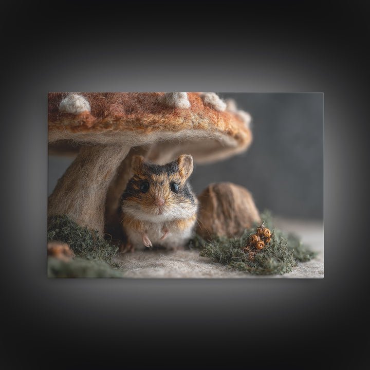 Tiny Field Mouse Framed Canvas Print, Animal Art, Digital Art, Living Room Decor, Fine Art, Creature, Farmhouse Decor, ANI-3x2-14