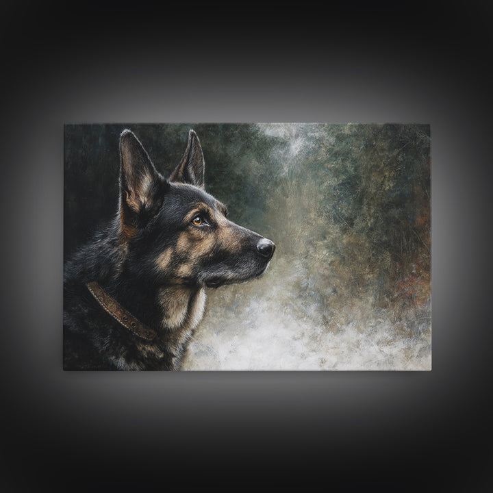 Dog Portrait with Painterly Collar and Loyal Canvas Print, Animal Art, Digital Print, Living Room Decor, Oil Painting, Creature, ANI-3x2-17