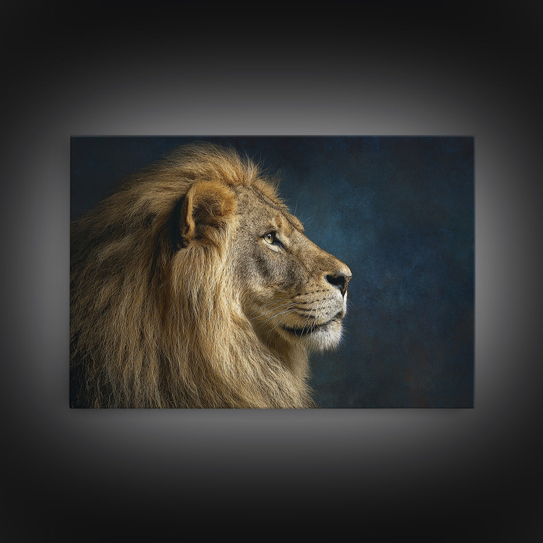 Regal Lion Profile Canvas Print, Animal Art, Living Room Decor, Oil Painting, Creature, Fine Art Print, Statement Artwork, ANI-3x2-37