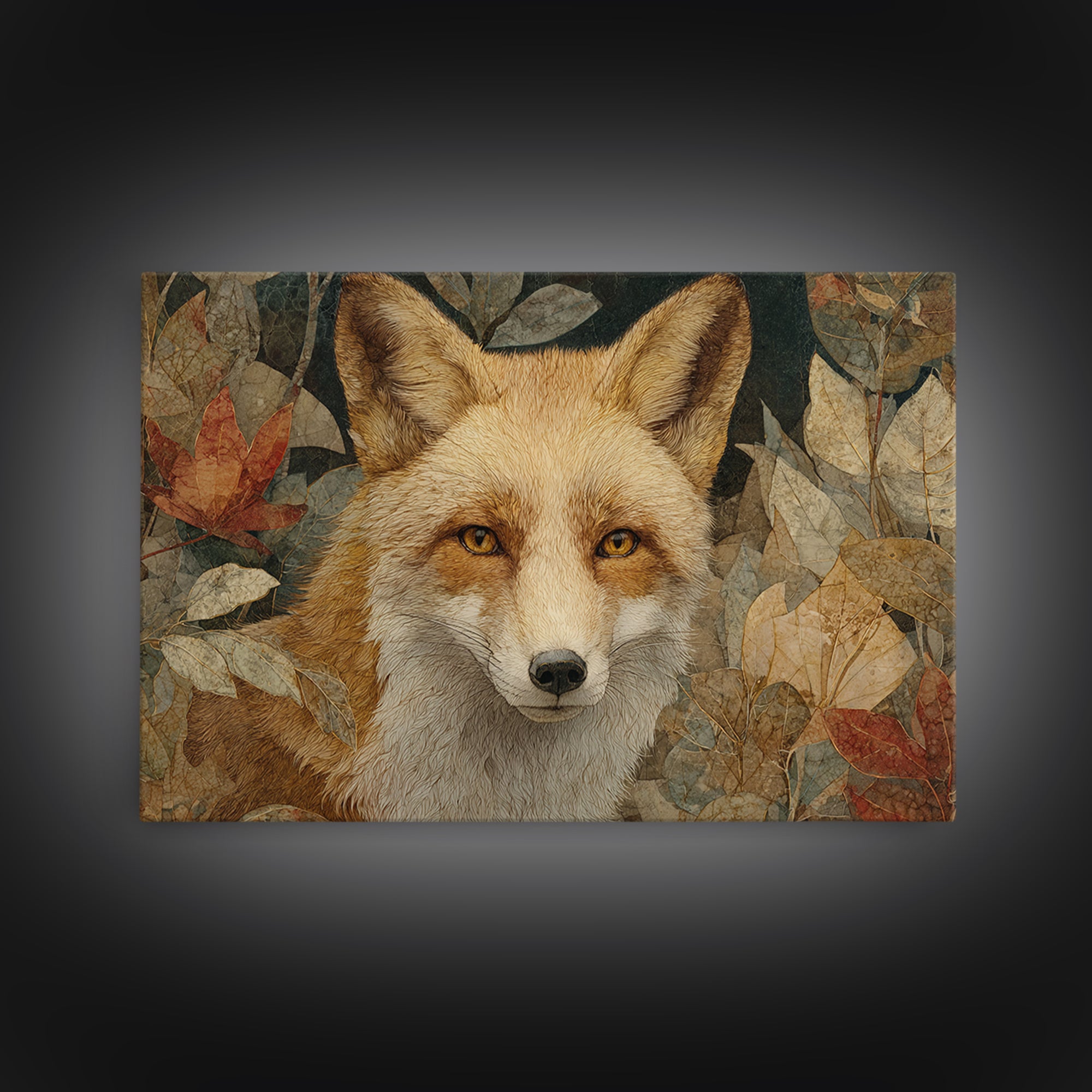 Dignified Fox Portrait Framed Canvas Print, Animal Art, Farmhouse Decor, Living Room Decor, Fine Art, Creature, Neutral Decor, ANI-3x2-5