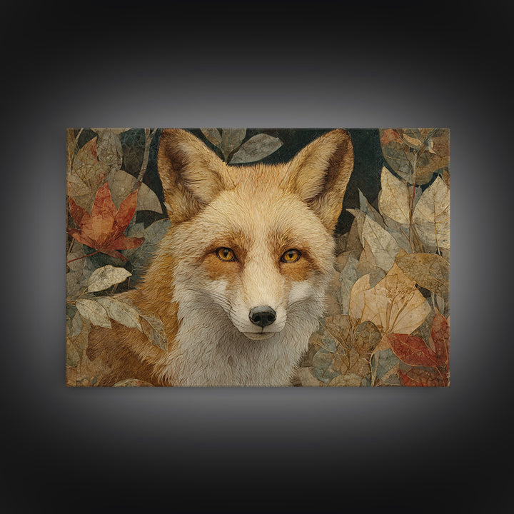 Dignified Fox Portrait Framed Canvas Print, Animal Art, Farmhouse Decor, Living Room Decor, Fine Art, Creature, Neutral Decor, ANI-3x2-5