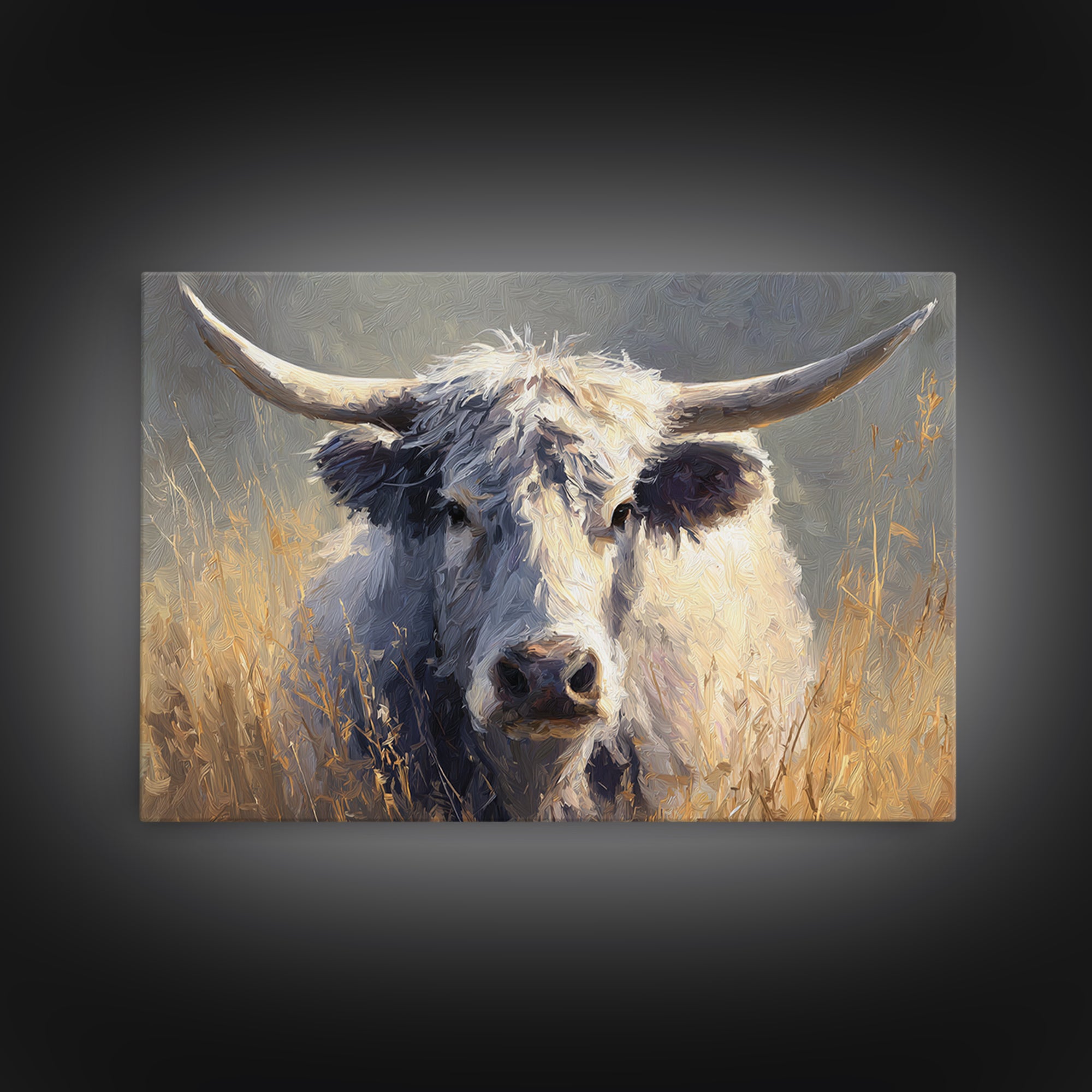 Gentle Cow Portrait Framed Canvas Print, Animal Art, Art Print, Living Room Decor, Fine Art, Creature, Digital Art, Printable, ANI-3x2-59