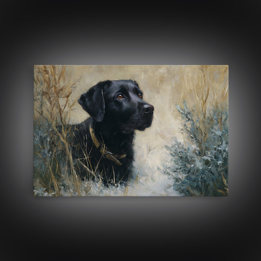Dog Portrait with Painterly Collar and Loyal Framed Canvas Print, Animal Art, Boho Wall Art, Living Room Decor, Creature, ANI-3x2-65