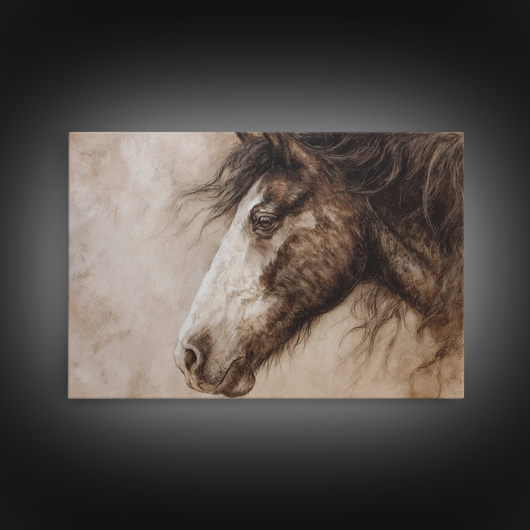 Majestic Horse Head Framed Canvas Print, Animal Art, Home Decor, Living Room Decor, Abstract Art, Creature, Art Deco, ANI-3x2-7