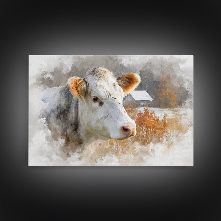 Gentle Cow Portrait Canvas Print, Animal Art, Wall Art, Living Room Decor, Fine Art, Creature, Nursery Decor, Art Deco, ANI-3x2-83