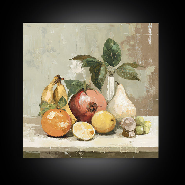 Bold Pop Fruit Composition Framed Canvas Print, Art, Canvas Wall Art, Living Room Decor, Watercolor Art, Boho Wall Art, ART-1x1-16