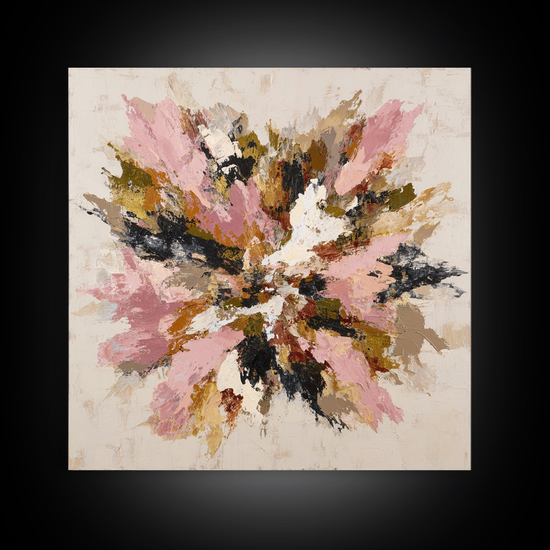 Contemporary Abstract with Layered Pigments and Energetic Canvas Print, Art, Framed Wall Art, Living Room Decor, ART-1x1-2