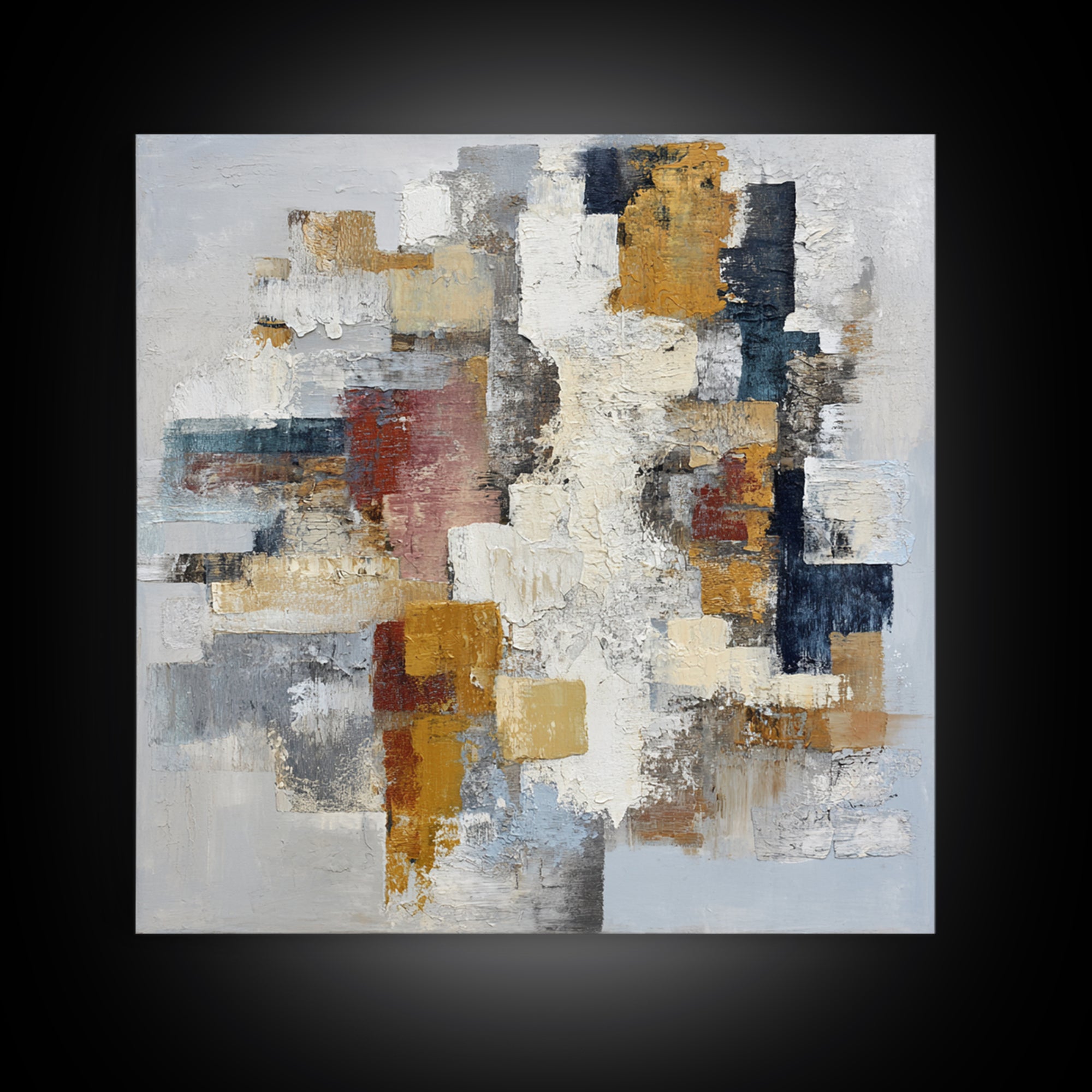 Contemporary Abstract with Layered Pigments and Energetic Canvas Print, Art, Black Art, Living Room Decor, Abstract Art, ART-1x1-26