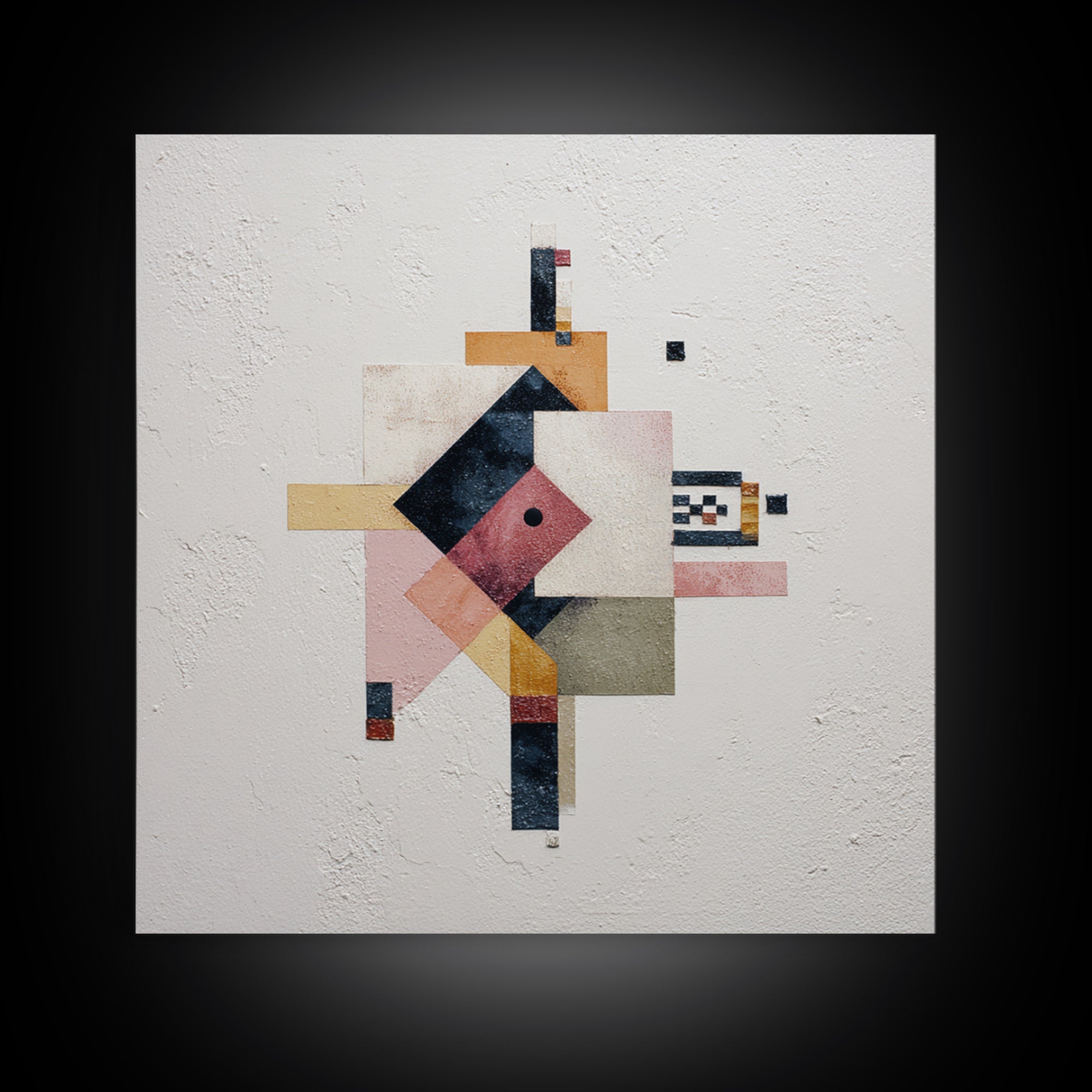 Geometric Color Study Framed Canvas Print, Art, Pink Wall Art, Living Room Decor, Fine Art, Textured Painting, ART-1x1-33