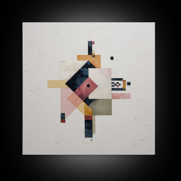 Geometric Color Study Framed Canvas Print, Art, Pink Wall Art, Living Room Decor, Fine Art, Textured Painting, ART-1x1-33