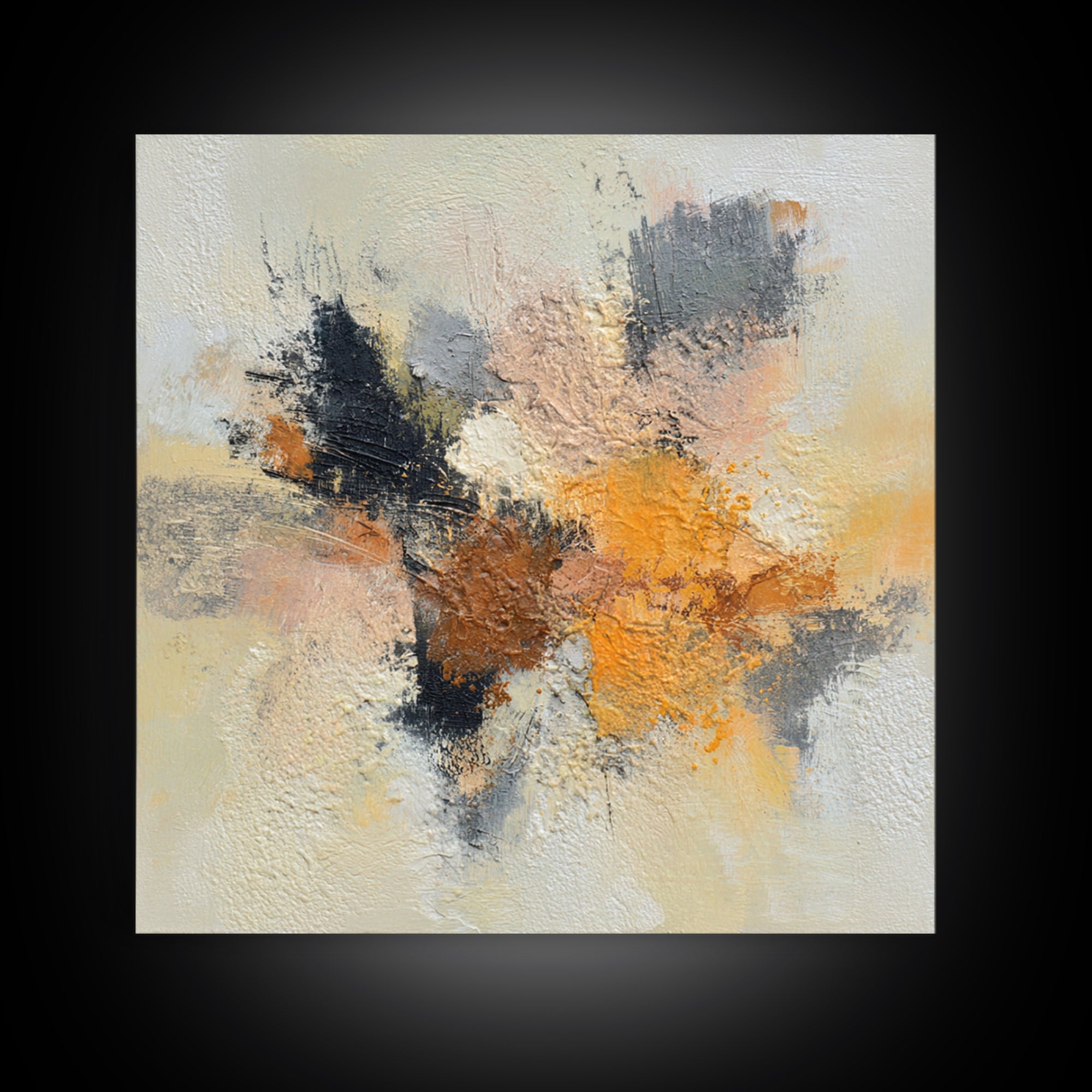 Contemporary Abstract with Layered Pigments and Energetic Canvas Print, Art, Black Art, Living Room Decor, Abstract Art, ART-1x1-50