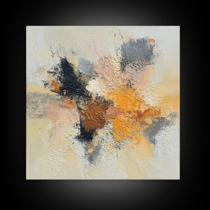 Contemporary Abstract with Layered Pigments and Energetic Canvas Print, Art, Black Art, Living Room Decor, Abstract Art, ART-1x1-50