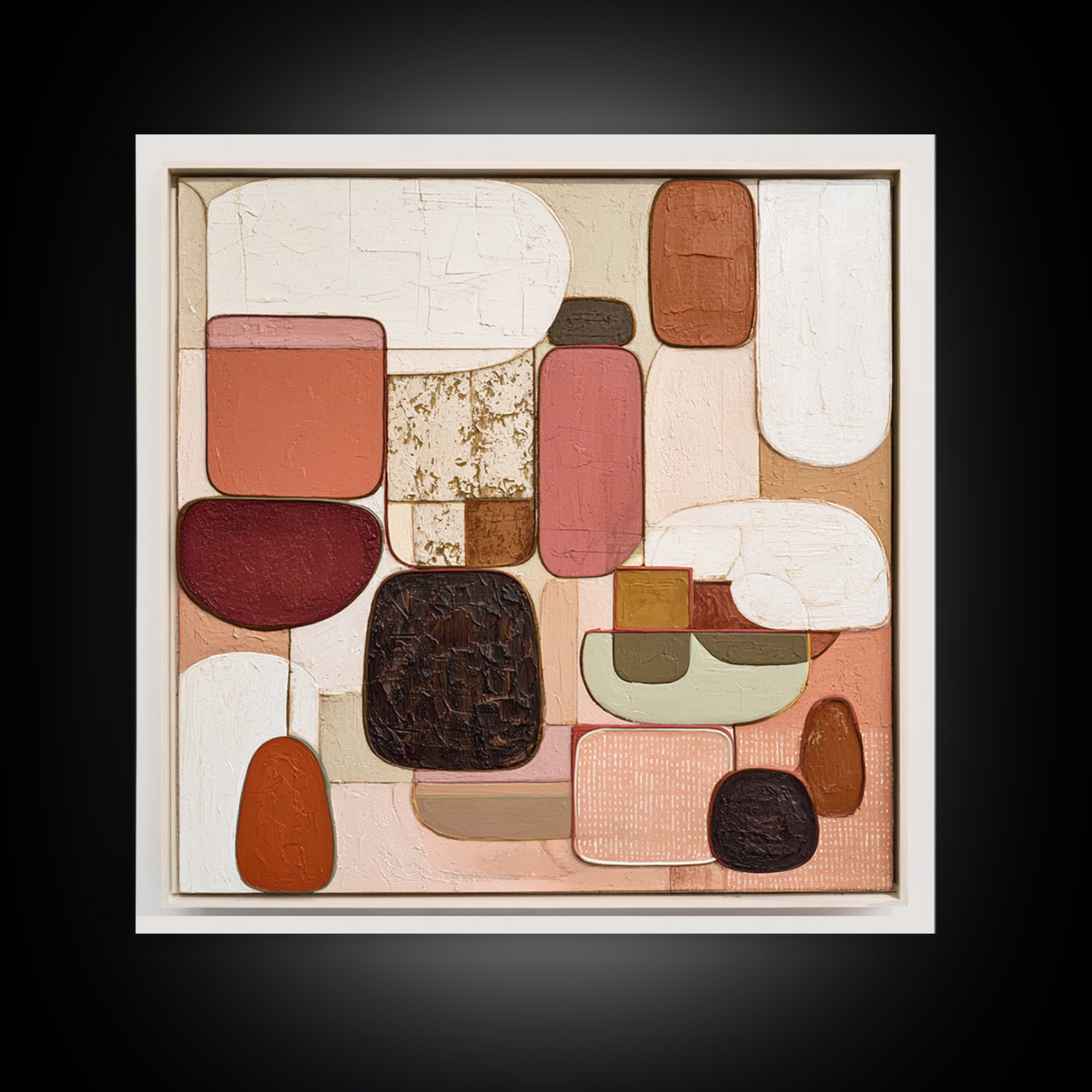 Modern Sculptural Shapes Rendered as Painted Forms Canvas Print, Art, Framed Art, Living Room Decor, Abstract Art, ART-1x1-54