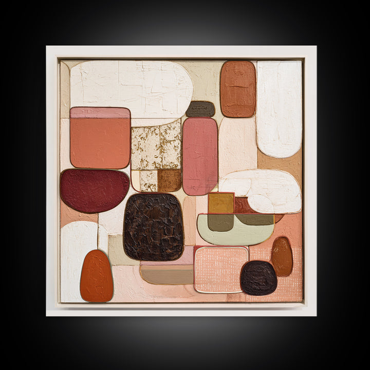 Modern Sculptural Shapes Rendered as Painted Forms Canvas Print, Art, Framed Art, Living Room Decor, Abstract Art, ART-1x1-54
