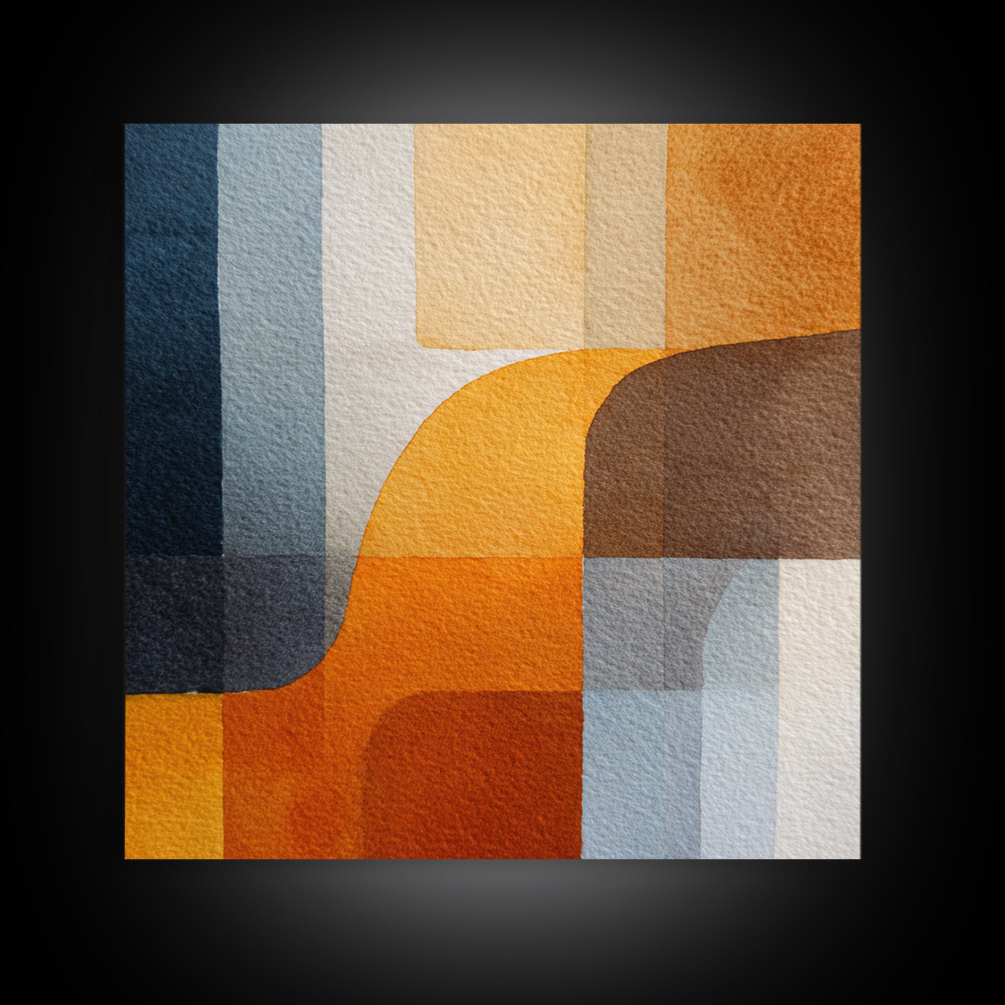Geometric Color Study Framed Canvas Print, Art, Pink Wall Art, Living Room Decor, Fine Art, Textured Painting, ART-1x1-57