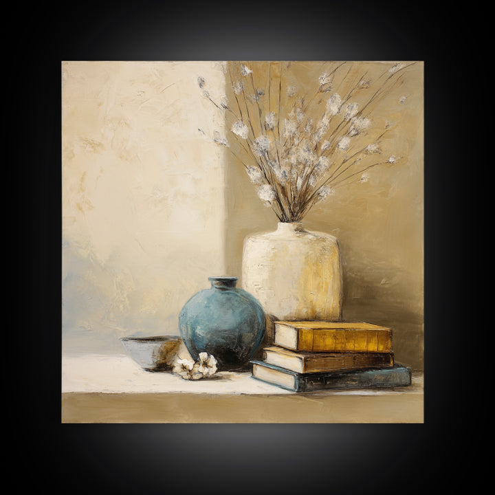 Sunlit Interior Still Life Framed Canvas Print, Art, Prints Wall Art, Living Room Decor, Fine Art, Fine Art Print, ART-1x1-62
