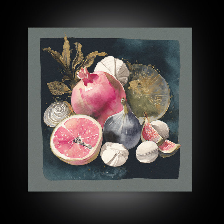Bold Pop Fruit Composition Framed Canvas Print, Art, Abstract Art, Living Room Decor, Fine Art, Pink Wall Art, ART-1x1-64