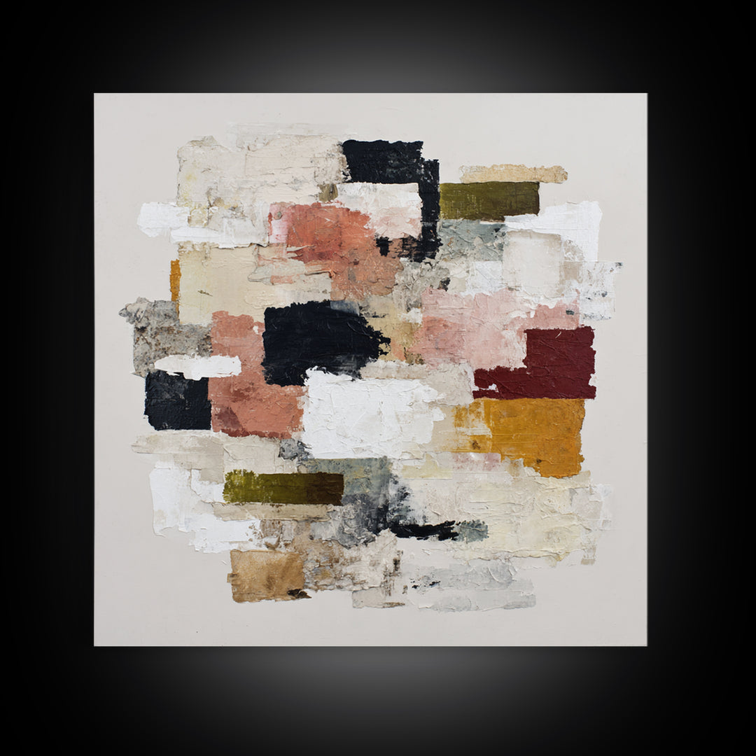 Contemporary Abstract with Layered Pigments and Energetic Canvas Print, Art, Abstract Wall Art, Living Room Decor, ART-1x1-74
