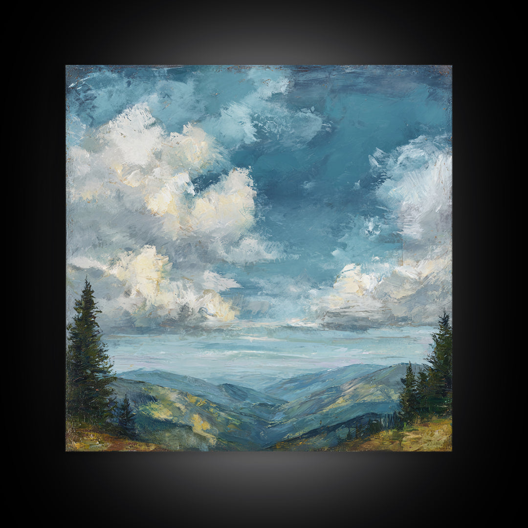 Quiet Mountain Scene Canvas Print, Art, Home Decor, Living Room Decor, Fine Art, Minimalist Decor, Contemporary Art, ART-1x1-89