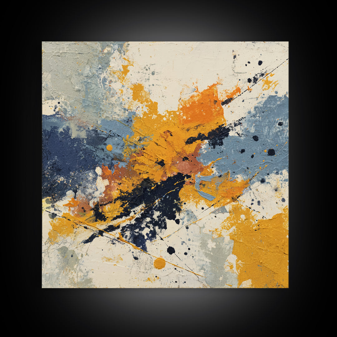 Contemporary Abstract with Layered Pigments and Energetic Canvas Print, Art, Gallery Decor, Living Room Decor, Abstract Art, ART-1x1-98